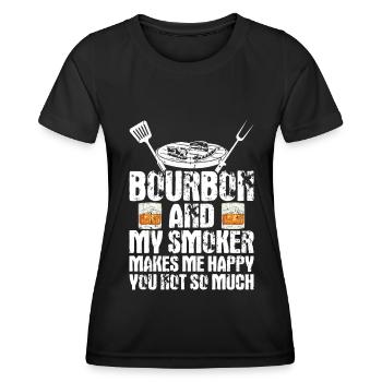 Bourbon-Smoker-Grillwhisky - Frauen Funktions-T-Shirt - Schwarz - Vorne - AI Model Female 172 light (172cm)