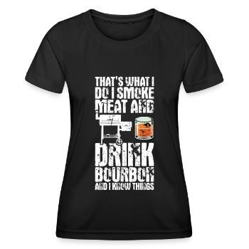Bourbon-Smoker-Grillwhisky - Frauen Funktions-T-Shirt - Schwarz - Vorne - AI Model Female 172 light (172cm)