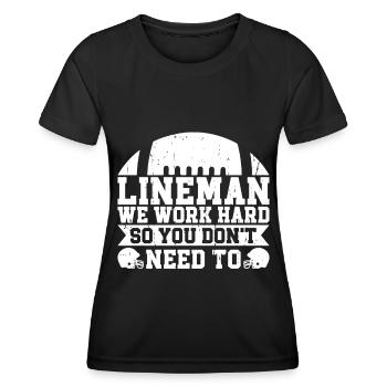 Lineman Football Player Offensive Defensive - Frauen Funktions-T-Shirt - Schwarz - Vorne - AI Model Female 172 light (172cm)