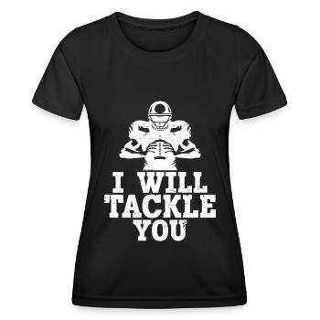 Lineman Football Player Offensive Defensive - Frauen Funktions-T-Shirt - Schwarz - Vorne - AI Model Female 172 light (172cm)