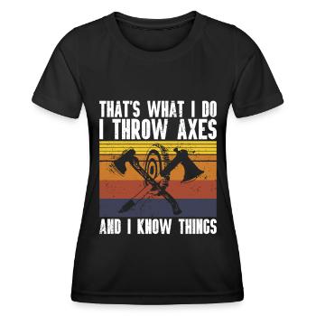 Axe Throw Axe Throwing Game - Women's Functional T-Shirt - black - Front - AI Model Female 172 light (172cm)