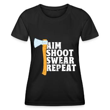 Axe Throw Axe Throwing Game - Women's Functional T-Shirt - black - Front - AI Model Female 172 light (172cm)