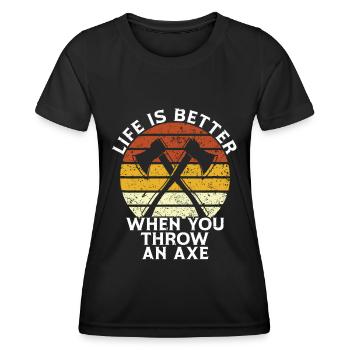 Axe Throw Axe Throwing Game - Women's Functional T-Shirt - black - Front - AI Model Female 172 light (172cm)