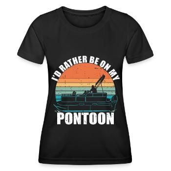 Ponton Queen -Bateau Ponton -Femmes - T-shirt sport Femme - noir - Devant - AI Model Female 172 light (172cm)