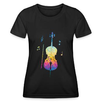 Violoncelle -Instrument de musique - T-shirt sport Femme - noir - Devant - AI Model Female 172 light (172cm)
