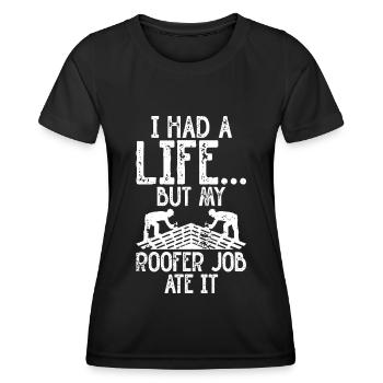 Dachdecker -Dachhäuser Reparaturen - Frauen Funktions-T-Shirt - Schwarz - Vorne - AI Model Female 172 light (172cm)