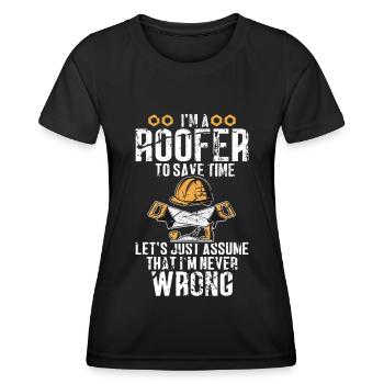 Dachdecker -Dachhäuser Reparaturen - Frauen Funktions-T-Shirt - Schwarz - Vorne - AI Model Female 172 light (172cm)