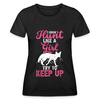 Kojotenjagd - Frauen Funktions-T-Shirt - Schwarz - Vorne - AI Model Female 172 light (172cm)