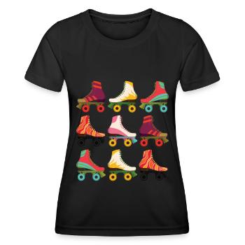 Rollschuhe - Frauen Funktions-T-Shirt - Schwarz - Vorne - AI Model Female 172 light (172cm)