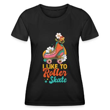 Rollschuhe - Frauen Funktions-T-Shirt - Schwarz - Vorne - AI Model Female 172 light (172cm)