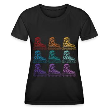 Rollschuhe - Frauen Funktions-T-Shirt - Schwarz - Vorne - AI Model Female 172 light (172cm)