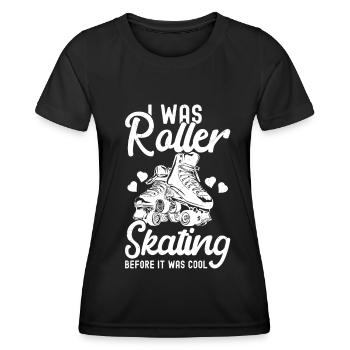 Rollschuhe - Frauen Funktions-T-Shirt - Schwarz - Vorne - AI Model Female 172 light (172cm)
