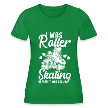 Roller skates - Women's Functional T-Shirt - kelly green - Front - AI Model Female 172 dark (172cm)