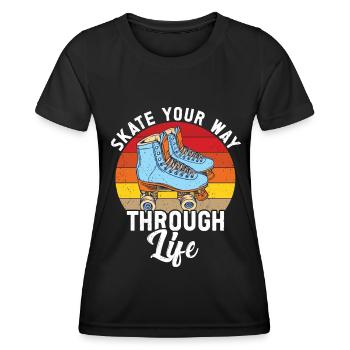 Rollschuhe - Frauen Funktions-T-Shirt - Schwarz - Vorne - AI Model Female 172 light (172cm)