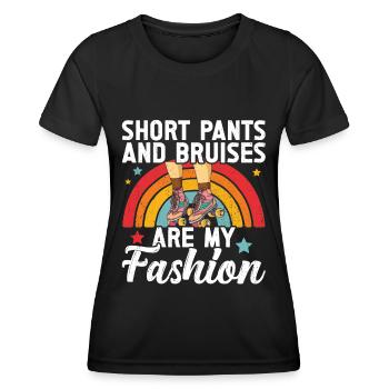 Rollschuhe - Frauen Funktions-T-Shirt - Schwarz - Vorne - AI Model Female 172 light (172cm)