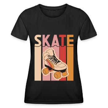 Rollschuhe - Frauen Funktions-T-Shirt - Schwarz - Vorne - AI Model Female 172 light (172cm)