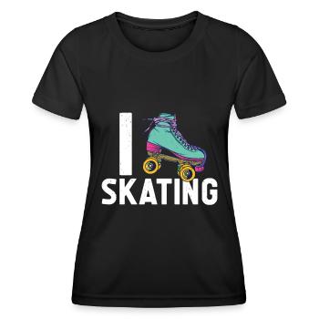 Rollschuhe - Frauen Funktions-T-Shirt - Schwarz - Vorne - AI Model Female 172 light (172cm)