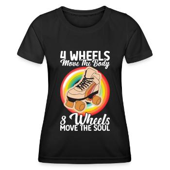 Rollschuhe - Frauen Funktions-T-Shirt - Schwarz - Vorne - AI Model Female 172 light (172cm)