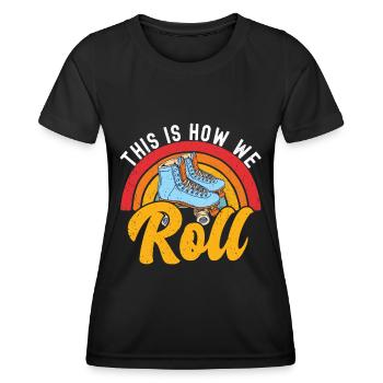 Rollschuhe - Frauen Funktions-T-Shirt - Schwarz - Vorne - AI Model Female 172 light (172cm)