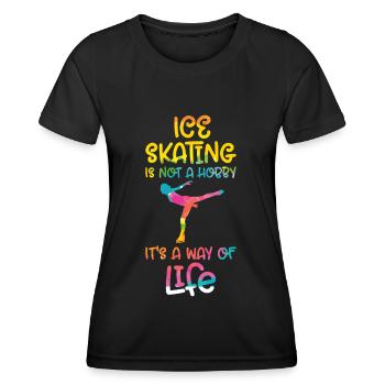 Eislaufen - Frauen Funktions-T-Shirt - Schwarz - Vorne - AI Model Female 172 light (172cm)
