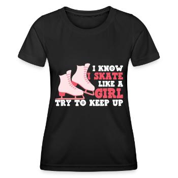 Eislaufen - Frauen Funktions-T-Shirt - Schwarz - Vorne - AI Model Female 172 light (172cm)