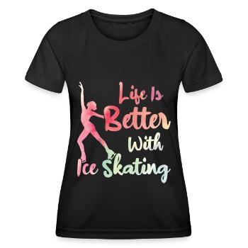 Eislaufen - Frauen Funktions-T-Shirt - Schwarz - Vorne - AI Model Female 172 light (172cm)