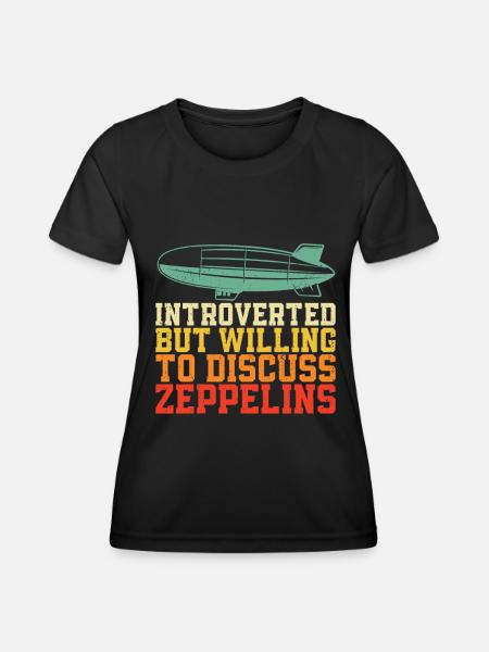 Zeppelin - Frauen Funktions-T-Shirt - Schwarz