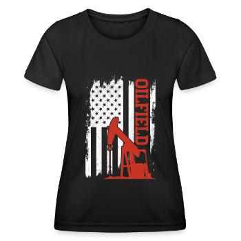 Champ pétrolifère - T-shirt sport Femme - noir - Devant - AI Model Female 172 light (172cm)