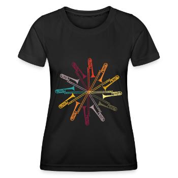 Posaune - Frauen Funktions-T-Shirt - Schwarz - Vorne - AI Model Female 172 light (172cm)
