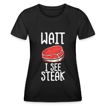 Steak - Women's Functional T-Shirt - black - Front - AI Model Female 172 light (172cm)