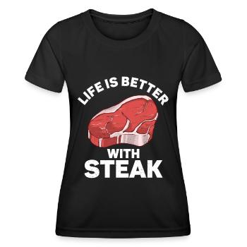 Steak - Women's Functional T-Shirt - black - Front - AI Model Female 172 light (172cm)