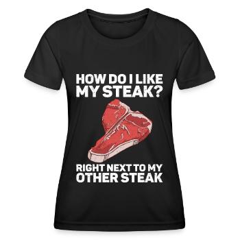 Steak - Frauen Funktions-T-Shirt - Schwarz - Vorne - AI Model Female 172 light (172cm)