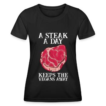 Steak - Women's Functional T-Shirt - black - Front - AI Model Female 172 light (172cm)
