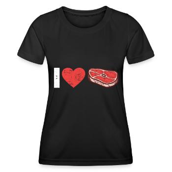 Steak - Frauen Funktions-T-Shirt - Schwarz - Vorne - AI Model Female 172 light (172cm)