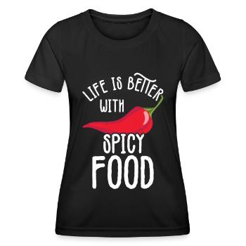 Chili-Pfeffer - Frauen Funktions-T-Shirt - Schwarz - Vorne - AI Model Female 172 light (172cm)