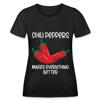 Chili-Pfeffer - Frauen Funktions-T-Shirt - Schwarz - Vorne - AI Model Female 172 light (172cm)
