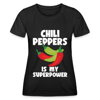 Chili-Pfeffer - Frauen Funktions-T-Shirt - Schwarz - Vorne - AI Model Female 172 light (172cm)