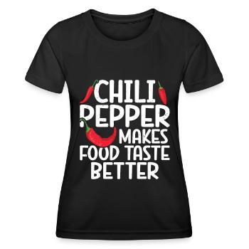 Chili-Pfeffer - Frauen Funktions-T-Shirt - Schwarz - Vorne - AI Model Female 172 light (172cm)