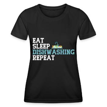 Geschirrspüler - Frauen Funktions-T-Shirt - Schwarz - Vorne - AI Model Female 172 light (172cm)