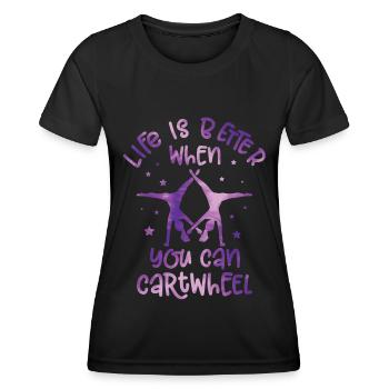 Wagenrad -Gymnast Stürzen - Frauen Funktions-T-Shirt - Schwarz - Vorne - AI Model Female 172 light (172cm)