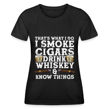 Fumeurs de cigarettes de cigares - T-shirt sport Femme - noir - Devant - AI Model Female 172 light (172cm)