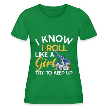 Jiu Jitsu - Women's Functional T-Shirt - kelly green - Front - AI Model Female 172 dark (172cm)