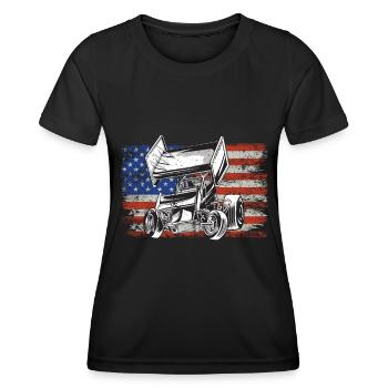 Sprint Car Racing Flag Vintage Racer Dirt Track - T-shirt sport Femme - noir - Devant - AI Model Female 172 light (172cm)