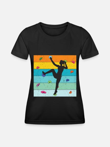 Wand Klettern - Frauen Funktions-T-Shirt - Schwarz
