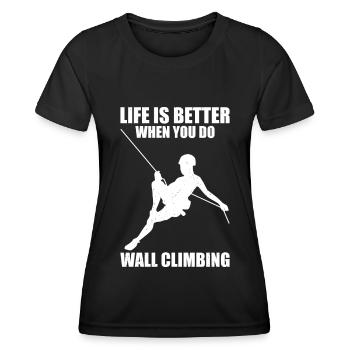 Wall climbing - Women's Functional T-Shirt - black - Front - AI Model Female 172 light (172cm)