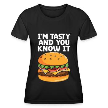 Hamburger - T-shirt sport Femme - noir - Devant - AI Model Female 172 light (172cm)