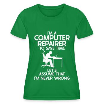 Technologie de soutien à la réparation d’ordinateurs - T-shirt sport Femme - vert - Devant - AI Model Female 172 dark (172cm)