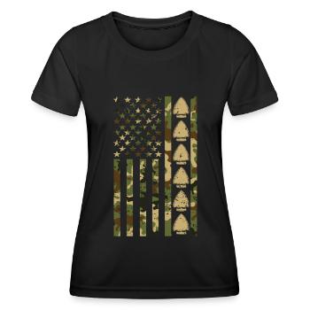 Pfeilspitzenjagd Artefakte Bogenschießen - Frauen Funktions-T-Shirt - Schwarz - Vorne - AI Model Female 172 light (172cm)