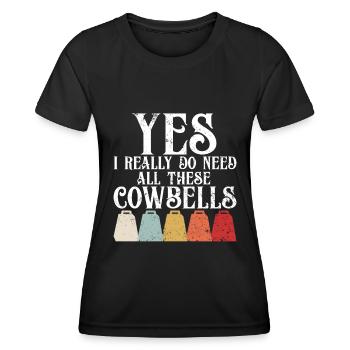 Kuhglocke Mehr Cowbell-Vintager - Frauen Funktions-T-Shirt - Schwarz - Vorne - AI Model Female 172 light (172cm)