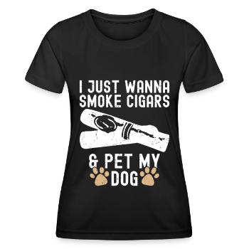 Cigare et chiens fumant des toabacos - T-shirt sport Femme - noir - Devant - AI Model Female 172 light (172cm)
